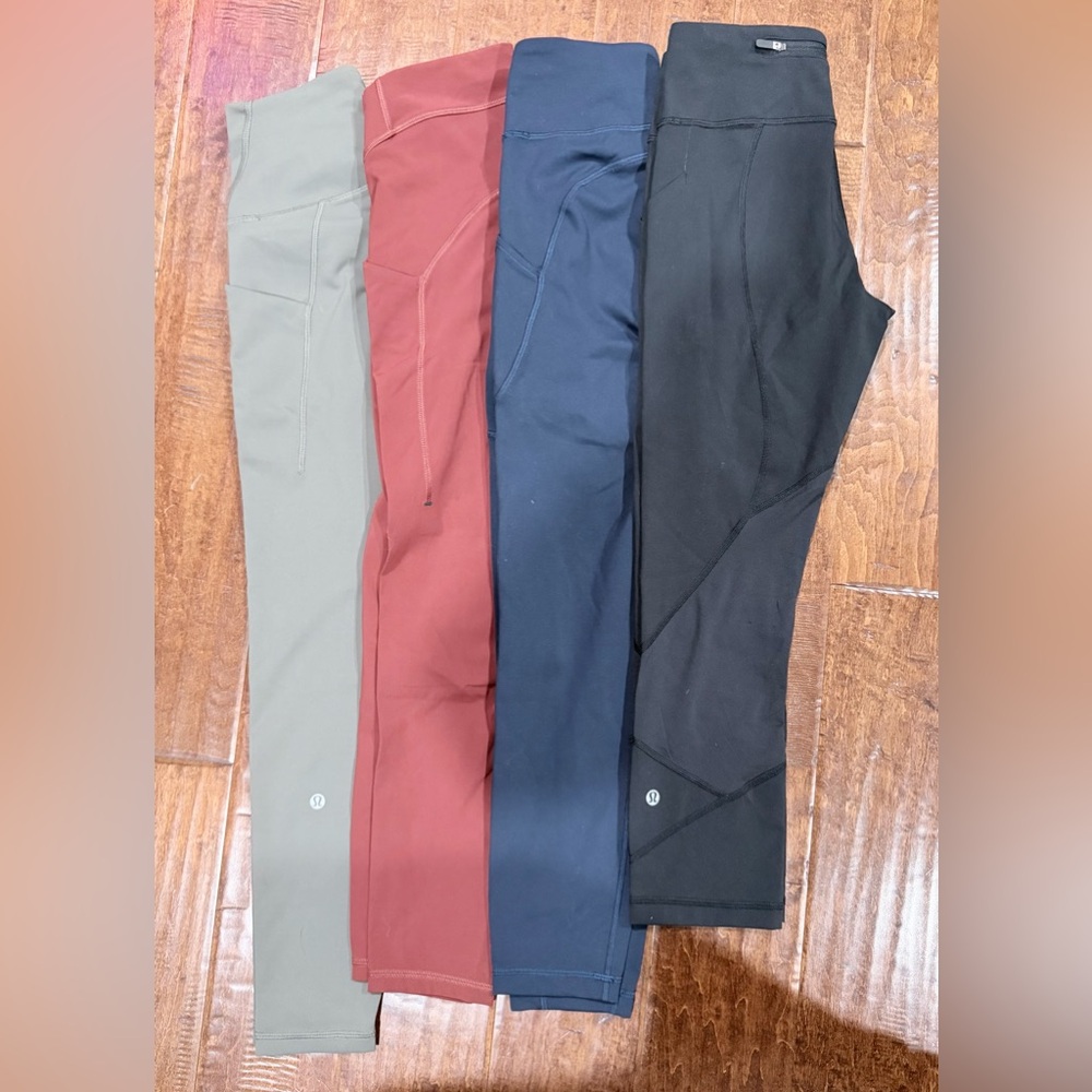 Set of Four Lululemon Leggings, Size:4 in Various Colors